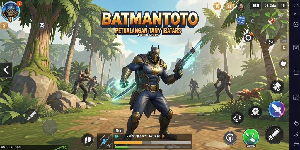 Tangkapan layar gameplay BATMANTOTO menunjukkan eksplorasi dunia terbuka yang indah.