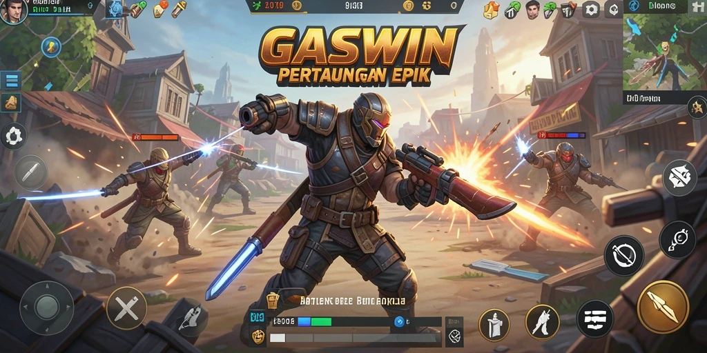 Tangkapan layar menunjukkan aksi seru dari gameplay Battle Royale GASWIN.