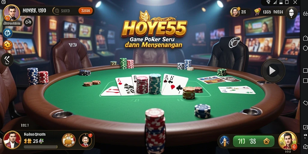 Tampilan gameplay Poker di HOYE55 yang seru dan interaktif.