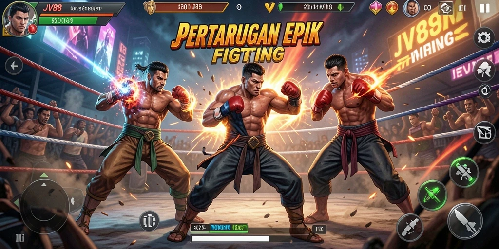 Gameplay JV88 yang intens dan menegangkan saat bertarung.