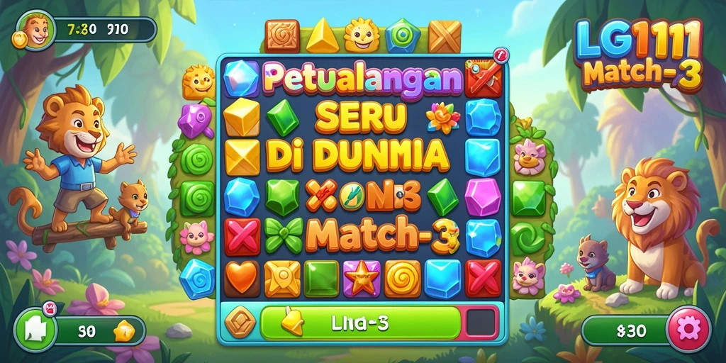 Screenshot LG111 menampilkan aksi seru gameplay Match-3.