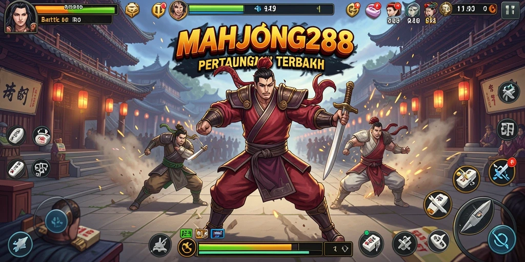 Screenshot menampilkan intensitas aksi dalam gameplay Battle Royale MAHJONG288.