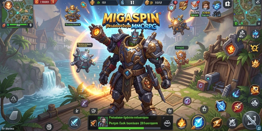 Tangkapan layar gameplay MIGASPIN menampilkan pertarungan seru di dunia MMORPG.