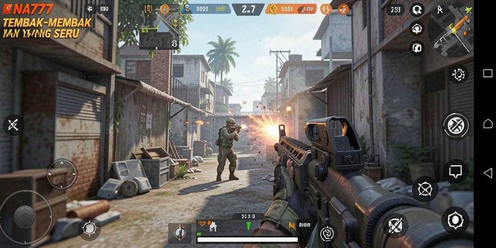 Screenshot gameplay NA777 menampilkan aksi tembak-menembak yang mendebarkan.