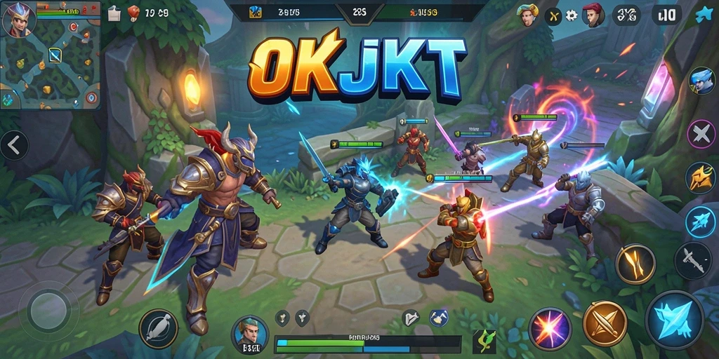Tampilan gameplay menarik OKJKT dengan elemen strategi yang menantang.