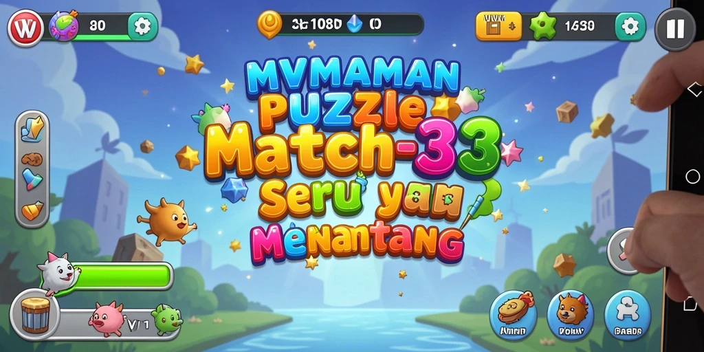 Tampilan gameplay VW108 dengan tantangan Match-3 yang seru.