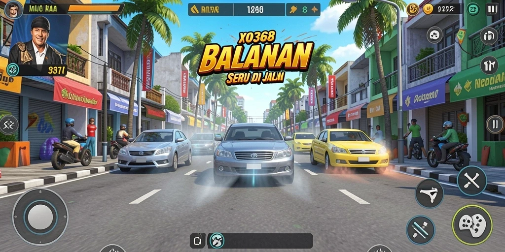 Screenshot utama XO368 menampilkan aksi balapan yang mendebarkan.